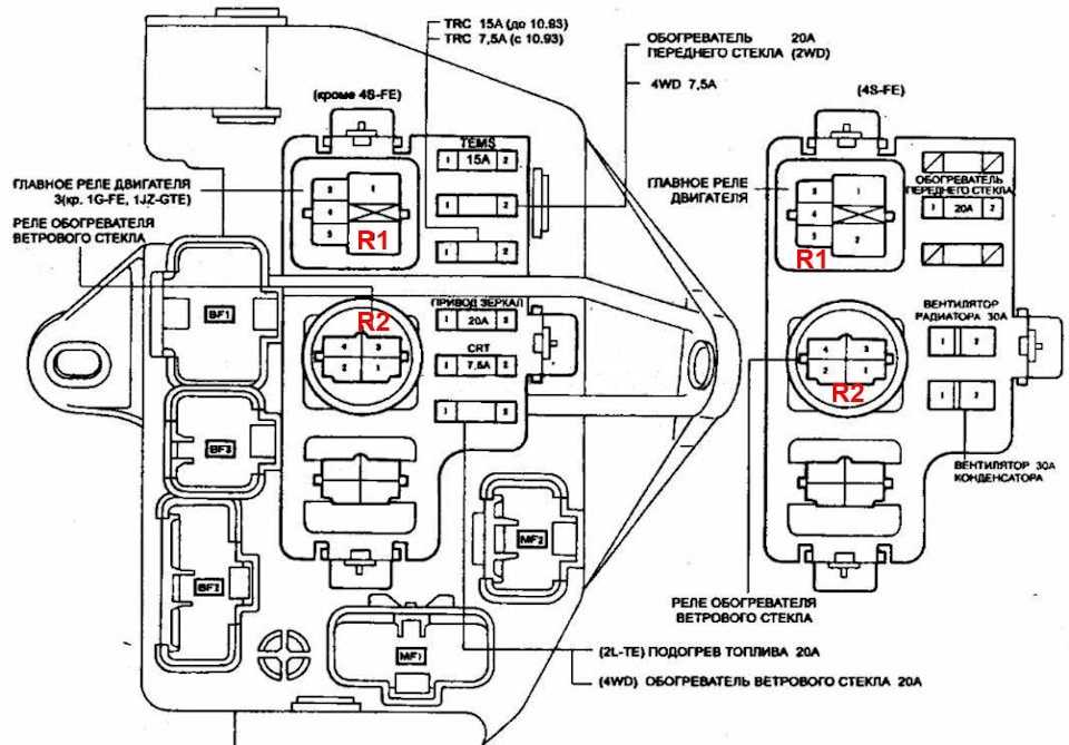 Обозначение предохранителей и реле Toyota Aristo 147 Lexus GS 300, схемы и фото блоков с местами их нахождения Электросхема Предохранитель прикуривателя